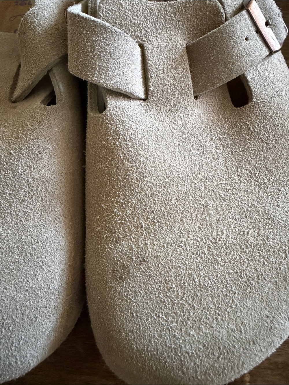 Woman’s Birkenstock Suede Clog Mules in Light Taupe - Picture 2 of 5